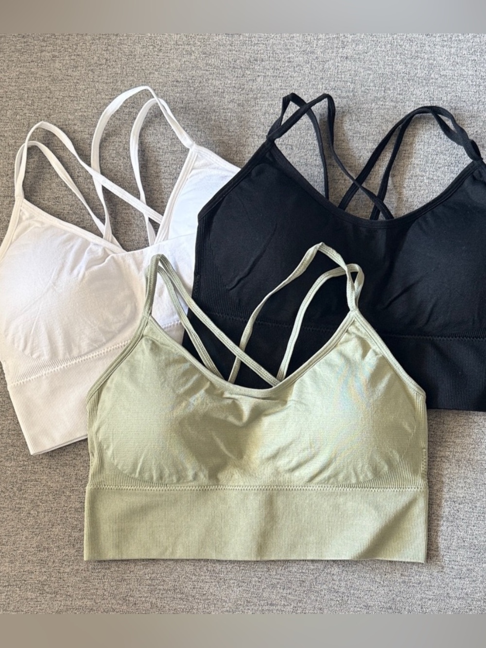 NWOT Set of 3 Strappy Longline Bralettes Stretchy Sports Bra Padded Womens XL